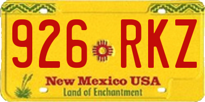 NM license plate 926RKZ