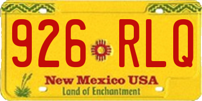NM license plate 926RLQ