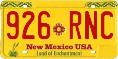 NM license plate 926RNC