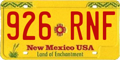 NM license plate 926RNF