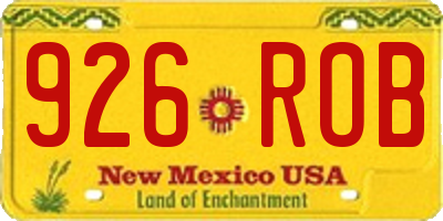 NM license plate 926ROB