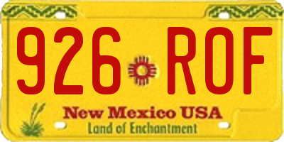 NM license plate 926ROF