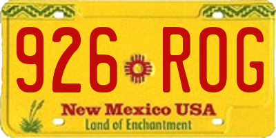 NM license plate 926ROG