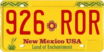 NM license plate 926ROR
