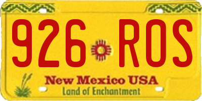 NM license plate 926ROS