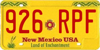 NM license plate 926RPF