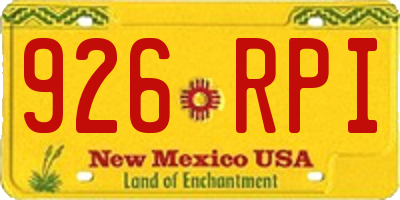 NM license plate 926RPI