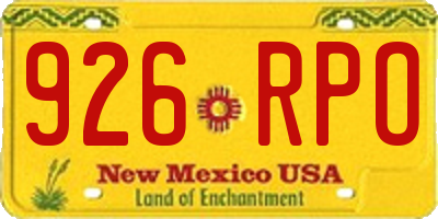 NM license plate 926RPO