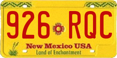 NM license plate 926RQC