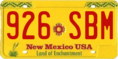NM license plate 926SBM