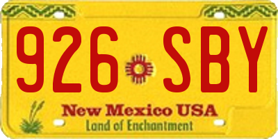 NM license plate 926SBY