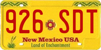 NM license plate 926SDT