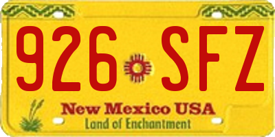 NM license plate 926SFZ