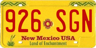 NM license plate 926SGN