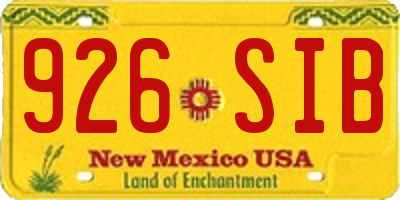 NM license plate 926SIB