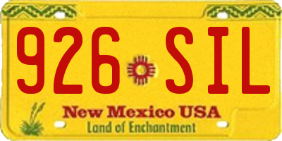NM license plate 926SIL