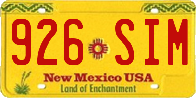 NM license plate 926SIM