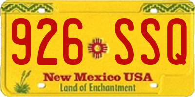 NM license plate 926SSQ