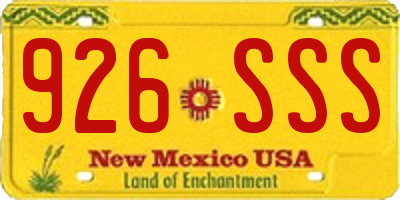 NM license plate 926SSS
