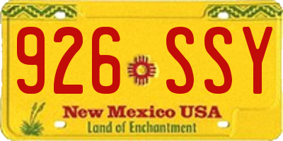 NM license plate 926SSY