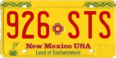 NM license plate 926STS
