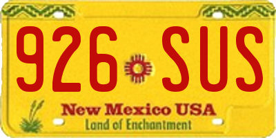 NM license plate 926SUS