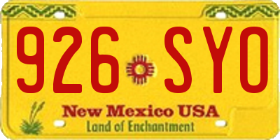 NM license plate 926SYO