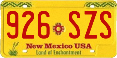 NM license plate 926SZS