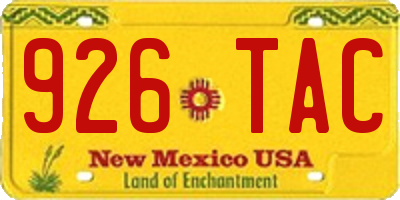 NM license plate 926TAC
