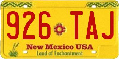 NM license plate 926TAJ