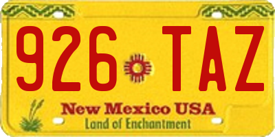 NM license plate 926TAZ
