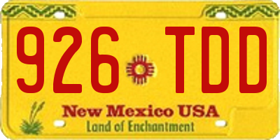 NM license plate 926TDD
