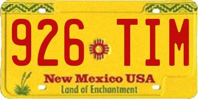 NM license plate 926TIM