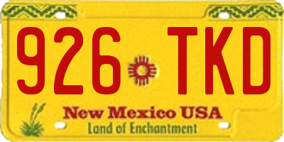 NM license plate 926TKD