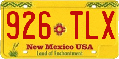 NM license plate 926TLX