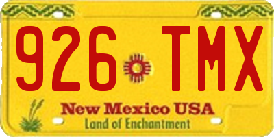 NM license plate 926TMX
