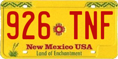 NM license plate 926TNF
