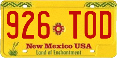NM license plate 926TOD