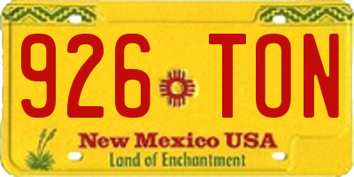 NM license plate 926TON