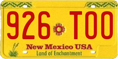 NM license plate 926TOO