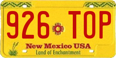 NM license plate 926TOP