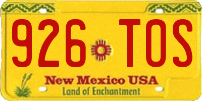 NM license plate 926TOS