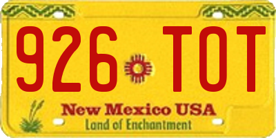 NM license plate 926TOT