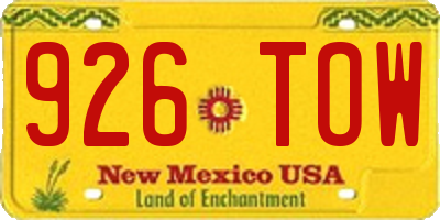 NM license plate 926TOW