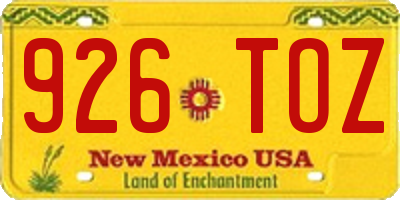 NM license plate 926TOZ