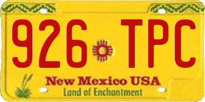 NM license plate 926TPC