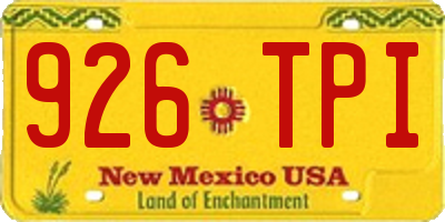 NM license plate 926TPI