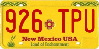 NM license plate 926TPU