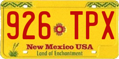 NM license plate 926TPX