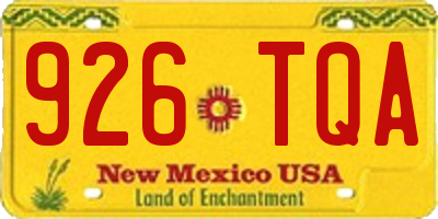 NM license plate 926TQA